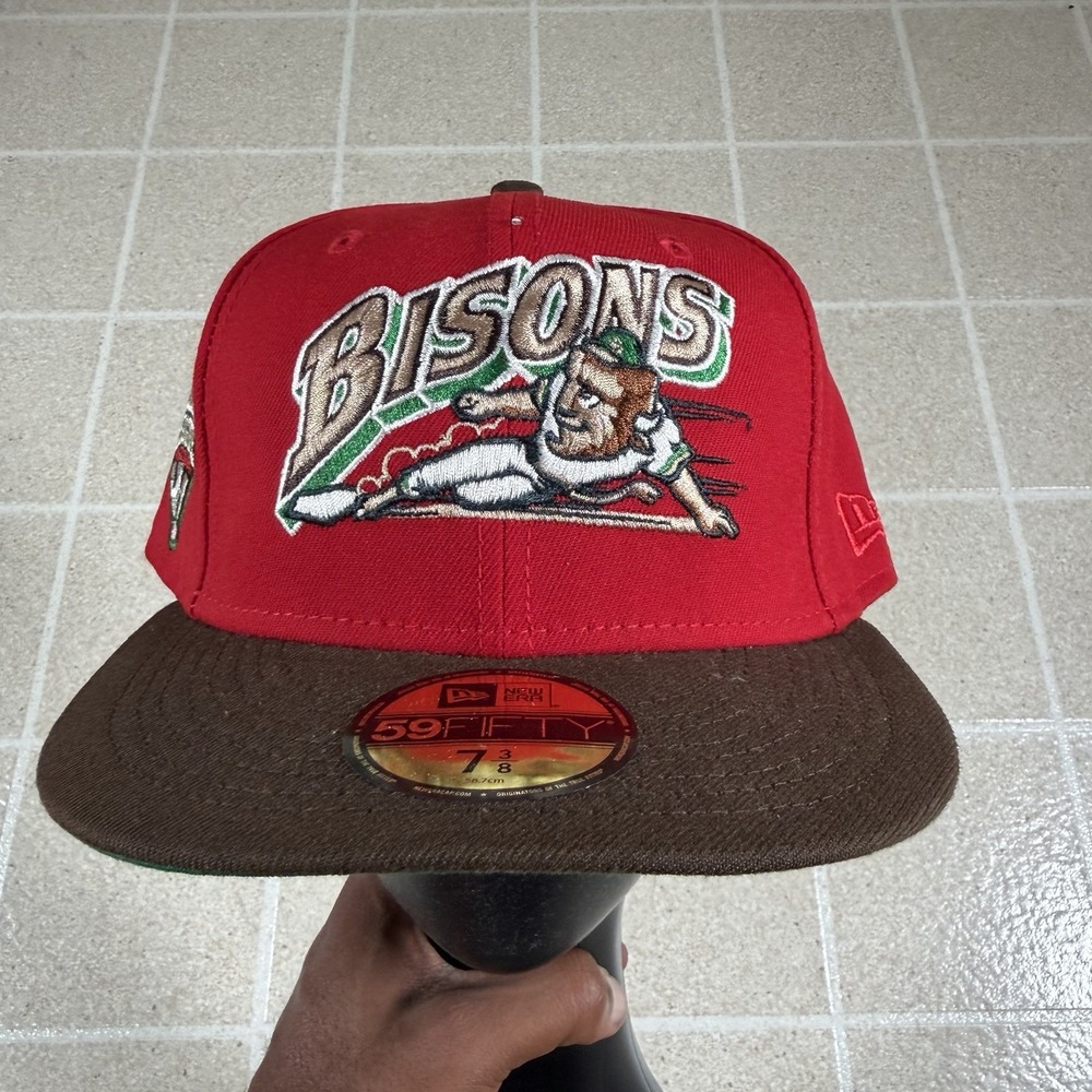 New Era 59FIFTY Buffalo Bisons Red And Brown Fitted Baseball Cap 7 3/8